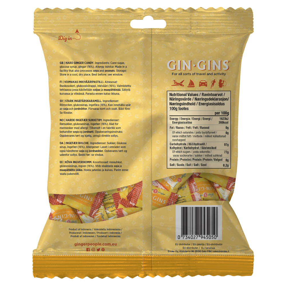 GIN GINS® DOUBLE STRENGTH HARD GINGER CANDY 150g
