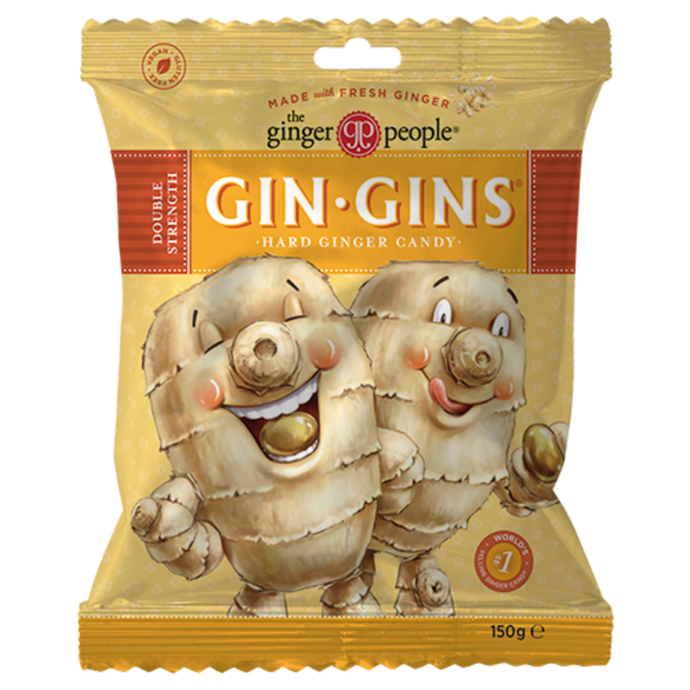 GIN GINS® DOUBLE STRENGTH HARD GINGER CANDY 150g