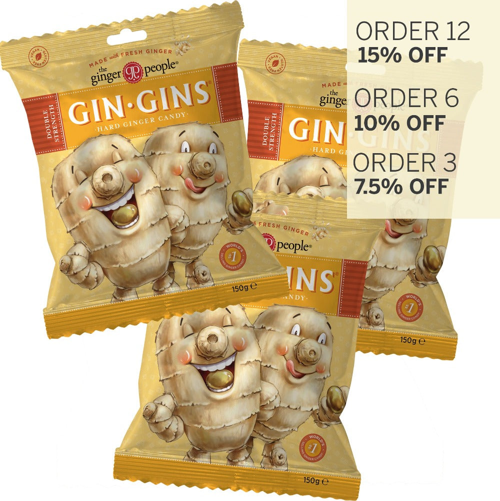 GIN GINS® DOUBLE STRENGTH HARD GINGER CANDY 150g
