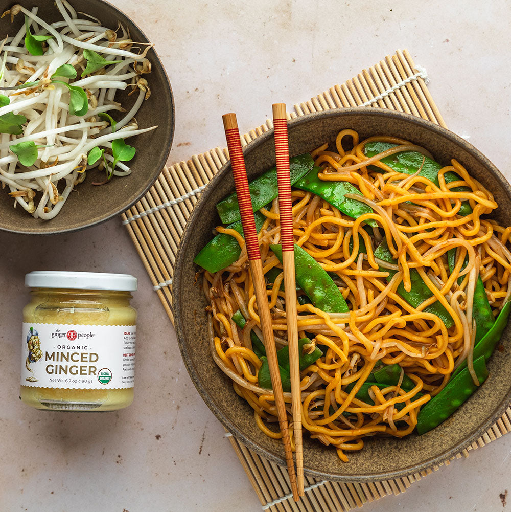Longevity Noodles with minced ginger