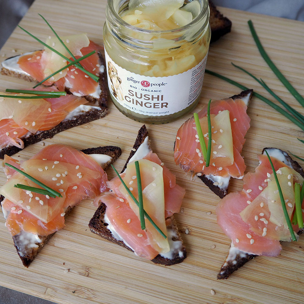 smoked salmon with sushi ginger