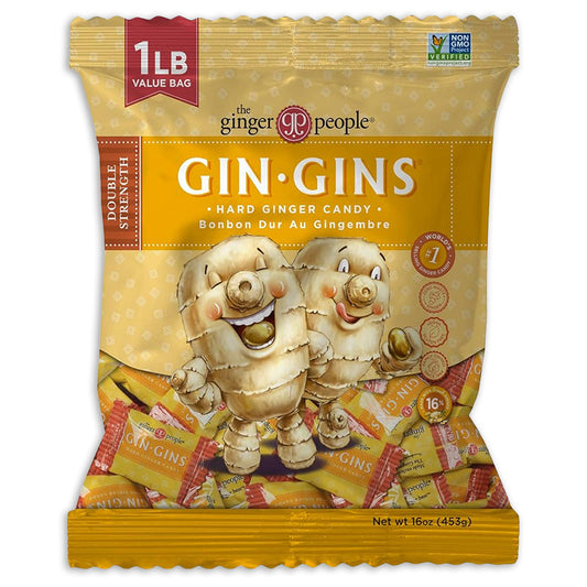 GIN GINS®  NEW 453G DOUBLE STRENGTH HARD GINGER CANDY MEGABAG!